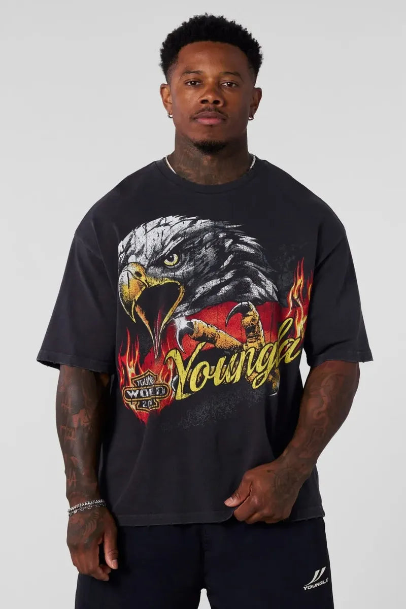 YOUNGLA 4205 VINTAGE ROCK TEE – ORIGINAL NEGRA